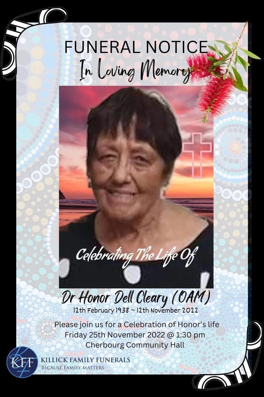 Memorial photo of Dr Honor Dell Cleary (O.A.M)