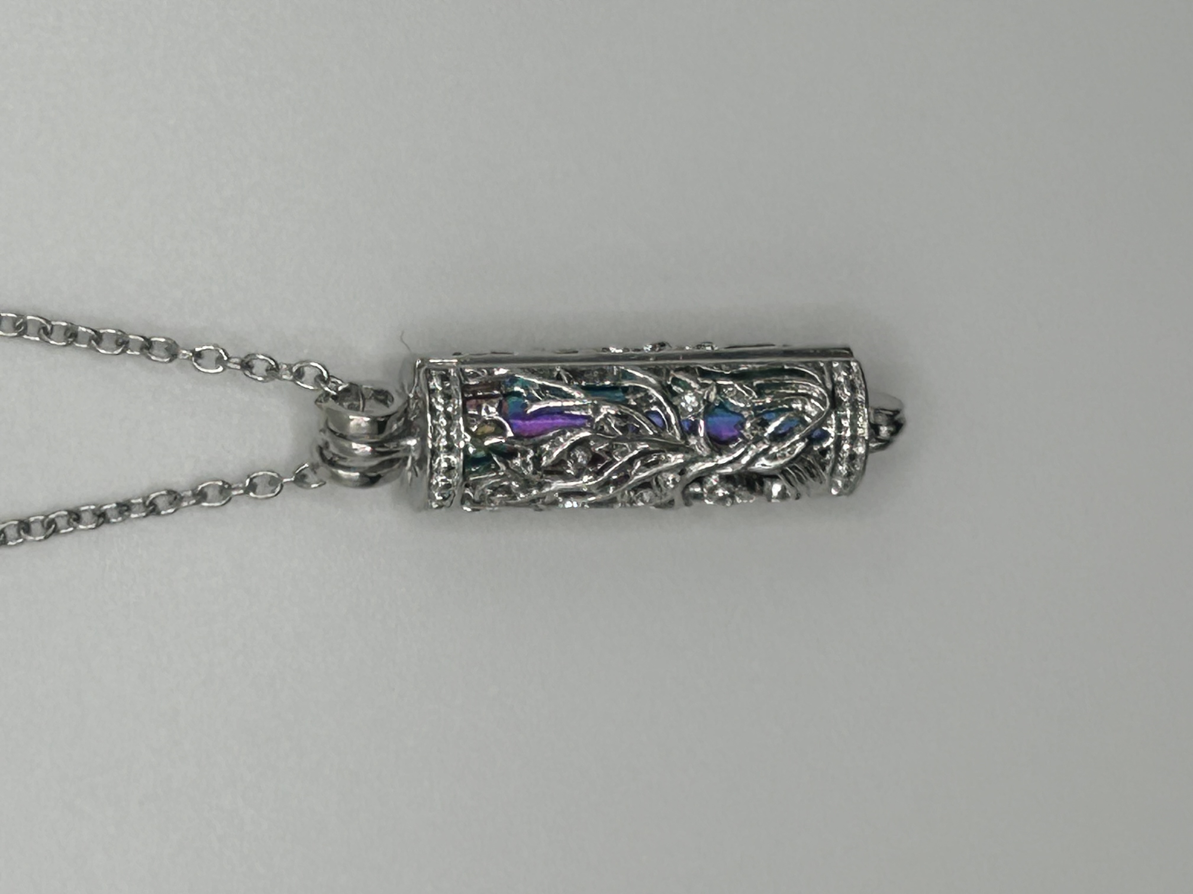 Filigree Style Ashes Cylinder Pendant